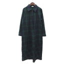 【中古】オリーブデオリーブ OLIVE des OLIVE シャツワンピース ロング プルオーバー 長袖 タック チェック ウール 緑 グリーン 紺 ネ..