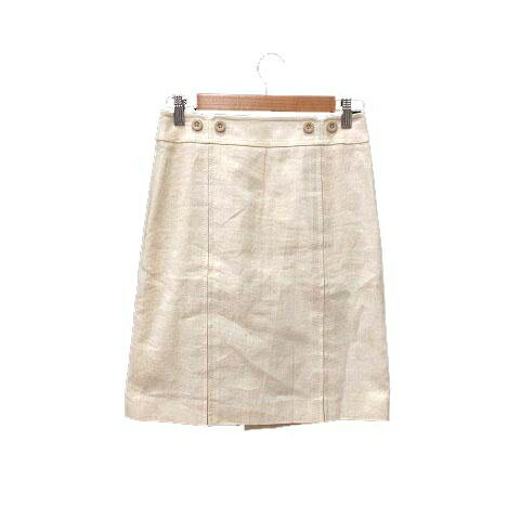 【中古】23区 オンワード樫山 台形スカート ひざ丈 麻混 リネン混 38 アイボリー 白 ホワイト /YK ■MO レディース 【ベクトル 古着】 240229