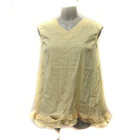 【中古】ソーノ SONO チュニック ノースリーブ ギンガムチェック 1 黄色 イエロー /YI レディース 【ベクトル 古着】 240306