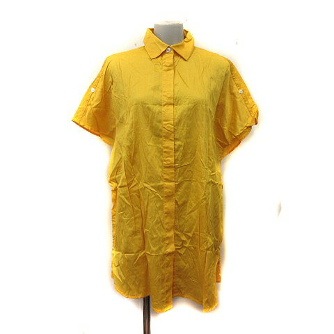 【中古】トラディショナルウェザーウェア Traditional Weatherwear シャツワンピース ひざ丈 半袖 S 黄色 イエロー /YI レディース 【ベクトル 古着】 240321