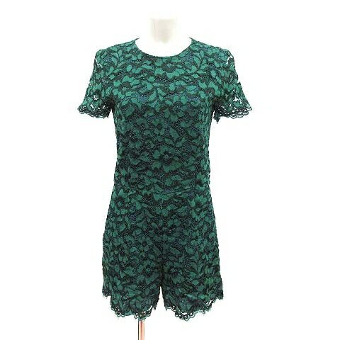 【中古】ザラウーマン ZARA WOMAN ショートパンツ オールインワン 半袖 総レース 花柄 XS 緑 グリーン /CT レディース 【ベクトル 古着】 240331