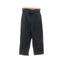 【中古】B&Y ユナイテッドアローズ BEAUTY&YOUTH ビューティー&ユース テーパードパンツ ウエストマーク 麻混 リネン混 S 黒 ブラック /YK...