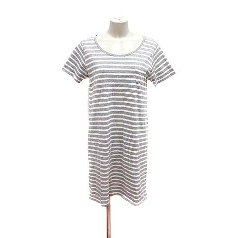 【中古】ドレステリア DRESSTERIOR ワンピース ミニ カットソー ボーダー 半袖 グレー 白 ホワイト /YK レディース 【ベクトル 古着】 240504