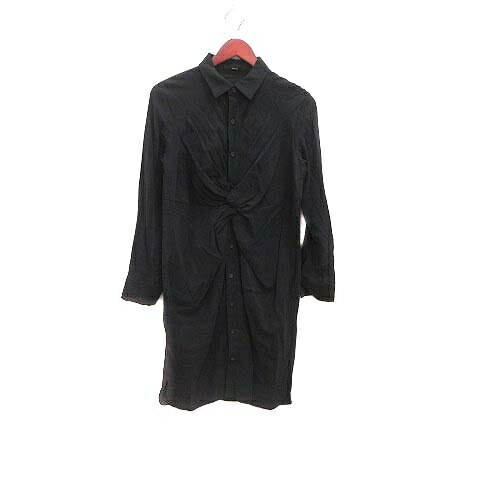 【中古】エモダ EMODA シャツワンピース ミニ 長袖 F 黒 ブラック /YK レディース 【ベクトル 古着】 240518