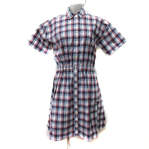 【中古】イーストボーイ EAST BOY シャツワンピース ひざ丈 半袖 チェック 11 マルチカラー /YI レディース 【ベクトル 古着】 240528