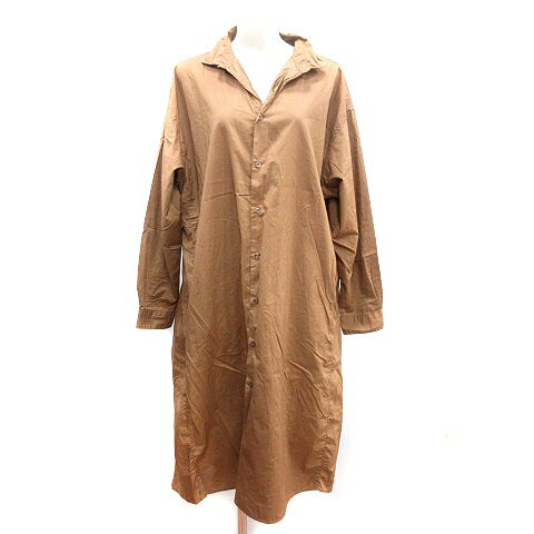 【中古】ニコアンド Niko and.. シャツワンピース ロング オープンカラー 長袖 M 茶 ブラウン /AU ■MO レディース 【ベクトル 古着】 240531