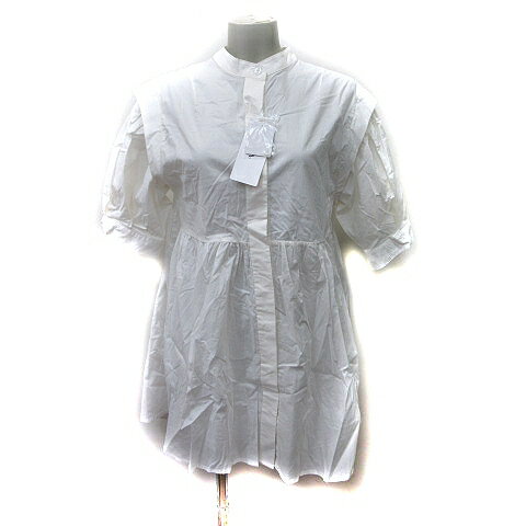 【中古】未使用品 ビス ViS シャツワンピース ひざ丈 バンドカラー 半袖 F 白 ホワイト /YI レディース 【ベクトル 古着】 240607