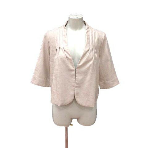 【中古】シップス SHIPS ジャケット ノーカラー 七分袖 ベージュ /YK レディース 【ベクトル 古着】 240608