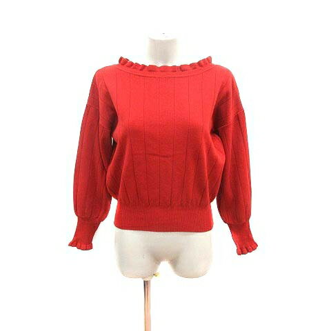【中古】ナノユニバース nano universe ニット カットソー ボートネック 長袖 36 赤 レッド /YK レディース 【ベクトル 古着】 240623