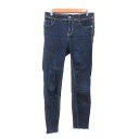 【中古】ザラ ベーシック ZARA BASIC デニムパンツ ジーンズ スキニー ウォッシュ加工 カットオフ 36 紺 ネイビー /MN レディース 【ベクトル 古着】 240627(4)
