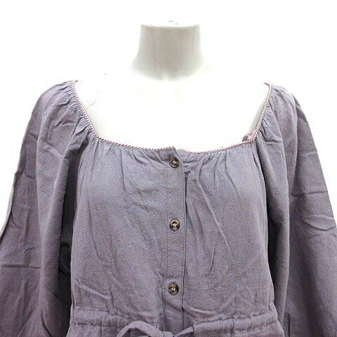 【中古】カスタネ Kastane チュニック ブラウス ウエストマーク 七分袖 麻 リネン F 紫 パープル /YK ■MO レディース 【ベクトル 古着】 240626