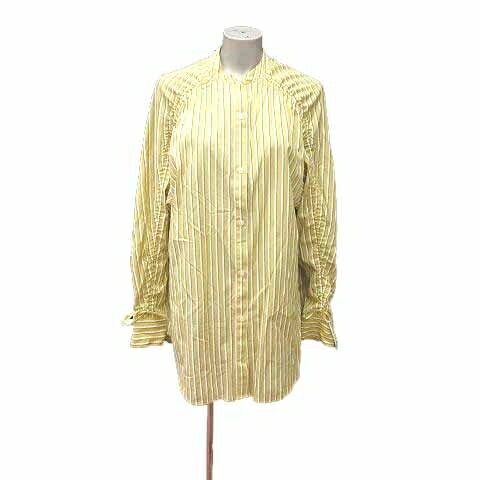 【中古】ウィロウ WILLOW シャツワンピース ミニ ストライプ 長袖 ONE 黄色 イエロー /YK レディース 【ベクトル 古着】 240830