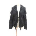 【中古】ドゥドゥ DOUDOU カーディガン ニット 前開き フリンジ 長袖 F 黒 ブラック /YK レディース 【ベクトル 古着】 240902
