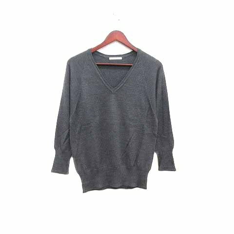 【中古】スピック&スパン Spick&Span ニット カットソー Vネック 長袖 アンゴラ混 S チャコールグレー /YK ■MO レディース 【ベクトル 古着】 240922