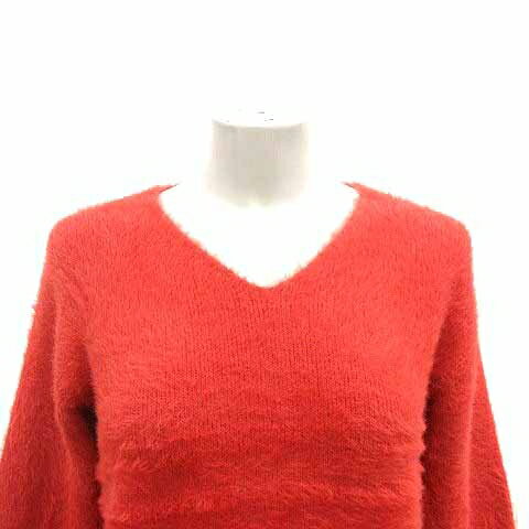【中古】グローバルワーク GLOBAL WORK ニット セーター シャギー Vネック 長袖 S 赤 レッド /YK ■MO レディース 【ベクトル 古着】 240922