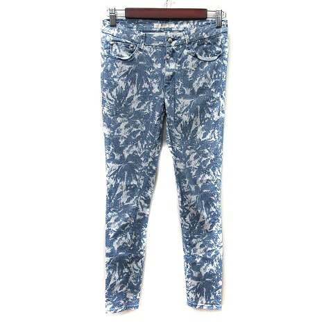 【中古】アズールベーシック AZUL basic スキニーパンツ 総柄 S 紺 ネイビー 白 ホワイト /YI レディース 【ベクトル 古着】 241001