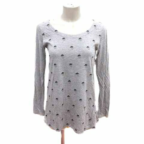 【中古】グリーンレーベルリラクシング ユナイテッドアローズ green label relaxing ニット カットソー ドクロ柄 長袖 グレー /YK レディース 【ベクトル 古着】 241104