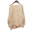 【中古】マウジー MOUSSY ニット セーター Vネック 長袖 アシンメトリー F ベージュ /MN レディース 【ベクトル 古着】 241112