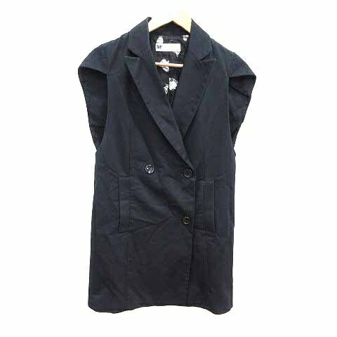 【中古】スライ SLY コート ジレ ダブル ミドル丈 総裏地 フレンチスリーブ FREE 紺 ネイビー /YK レディース 【ベクトル 古着】 241118