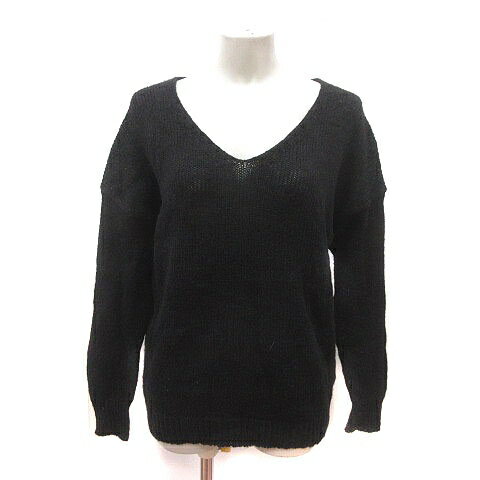 【中古】プロポーション ボディドレッシング PROPORTION BODY DRESSING ニット セーター Vネック 透かし編み 長袖 F 黒 ブラック /MS レディース 【ベクトル 古着】 241129