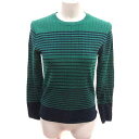 【中古】エル ELLE ニット カットソー ボーダー 長袖 38 M 緑 グリーン 紺 ネイビー /YK レディース 【ベクトル 古着】 241209