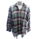 【中古】ニコアンド Niko and.. SHIRT シャツ ブラウス スキッパーカラー チェック 長袖 M カーキ 緑 グリーン /AU レディース 【ベクトル 古着】 241209(4)