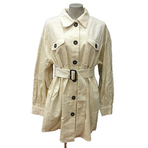 【中古】マウジー MOUSSY ステンカラーコート シングル コーデュロイ F 白 アイボリー /MN レディース 【ベクトル 古着】 241210