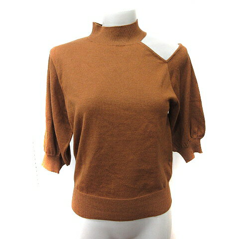 【中古】ムルーア MURUA ニット カットソー カットアウト 五分袖 F 茶 ブラウン /YI レディース 【ベクトル 古着】 250115