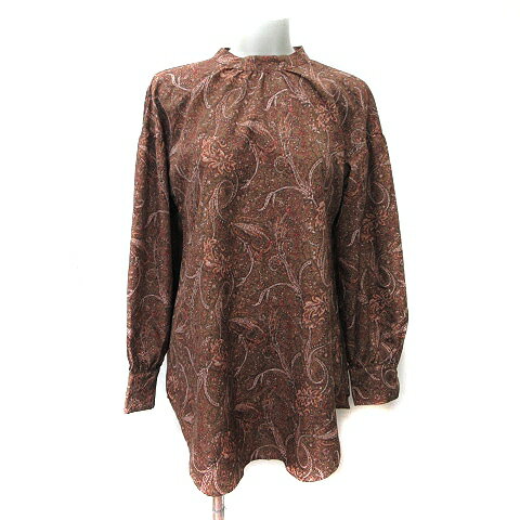 【中古】アンデミュウ Andemiu シャツワンピース ミニ 花柄 長袖 F 茶 ブラウン /YI レディース 【ベクトル 古着】 250117