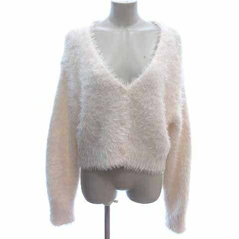 【中古】ワンアフター アナザー ナイスクラップ one after another NICE CLAUP カーディガン ニット Vネック シャギー 長袖 F 白 ホワイト /YK レディース 【ベクトル 古着】 250121