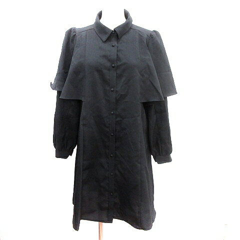 【中古】アクシーズファム axes femme シャツワンピース ミニ ステンカラー バルーンスリーブ 長袖 M 黒 ブラック /AU レディース 【ベクトル 古着】 250123