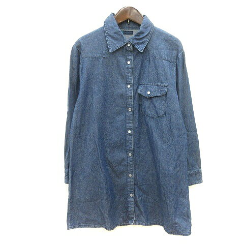 【中古】データムライン datum line シャツワンピース ミニ 長袖 デニム M 紺 ネイビー /MN ●RY レディース 【ベクトル 古着】 250203