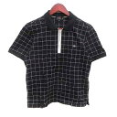 【中古】23区 オンワード樫山 ポロシャツ 鹿の子 チェック 半袖 2 M 黒 ブラック 白 ホワイト /YK レディース 【ベクトル 古着】 250208