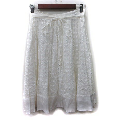 【中古】フローレント FLORENT フレアスカート ギャザー 刺繍 レース 36 S 白 ホワイト /YI レディース 【ベクトル 古着】 250213
