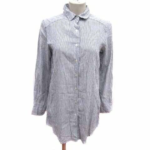 【中古】ニコルセレクション NICOLE selection シャツワンピース チュニック ストライプ 長袖 38 M グレー 白 ホワイト /YK レディース 【ベクトル 古着】 250214
