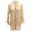 【中古】ジーナシス JEANASIS シャツワンピース ミニ シアー ナイロン 花柄 長袖 F 黄色 イエロー /YK レディース 【ベクトル 古着】 2502...