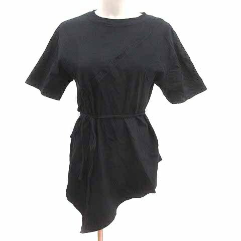 【中古】アズールバイマウジー AZUL by moussy チュニック アシメントリー ウエストマーク 半袖 M 黒 ブラック /YK レディース 【ベクトル 古着】 250220