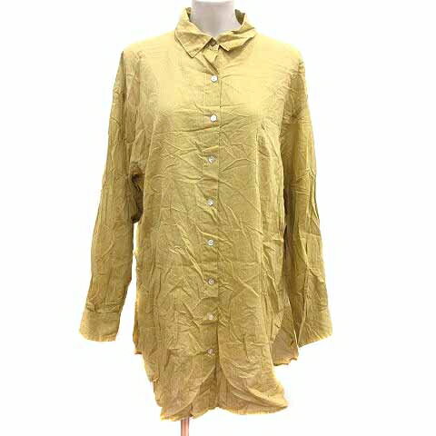 【中古】アングリッド UNGRID シャツワンピース ひざ丈 長袖 麻 リネン F 黄色 イエロー /YK レディース 【ベクトル 古着】 250221