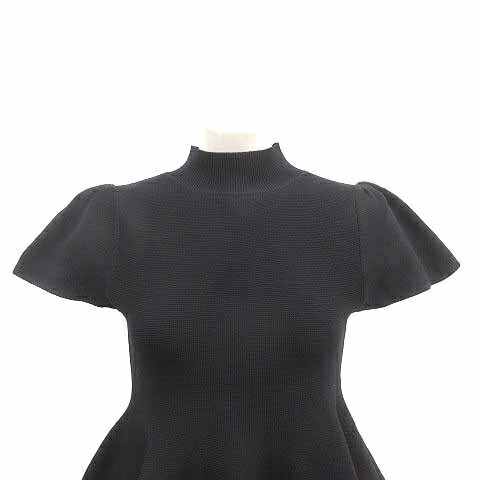 【中古】クリア clear チュニック ニット ペプラム ハイネック 半袖 F 黒 ブラック /YK レディース 【ベクトル 古着】 250221