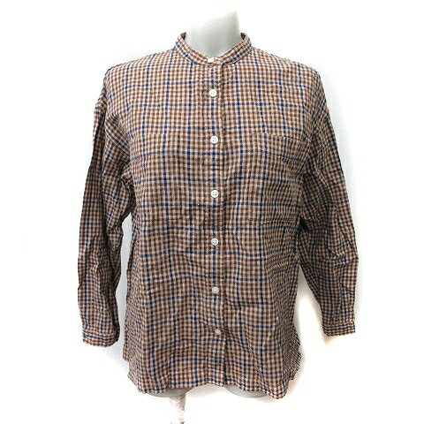 【中古】コーエン coen シャツ ブラウス バンドカラー 長袖 チェック M 茶 ブラウン 紺 ネイビー /YI レディース 【ベクトル 古着】 250222 【中古】コーエン coen シャツ ブラウス バンドカラー 長袖 チェック M 茶 ブラウン 紺 ネイビー /YI レディース 【ベクトル 古着】 250222