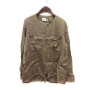 【中古】スール soeur7 ノーカラージャケット ジップアップ 麻混 リネン混 長袖 2 カーキ /MS レディース 【ベクトル 古着】 250304(4)