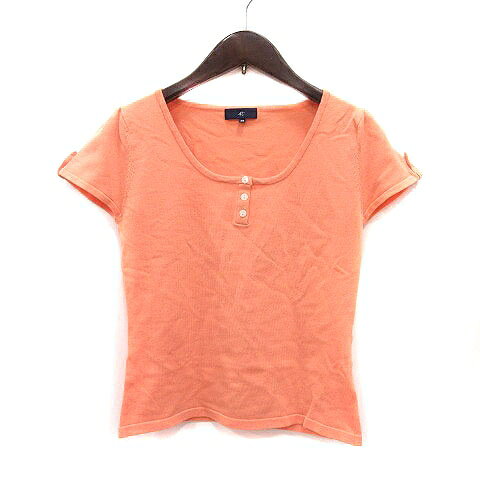 【中古】ヨンドシー 4℃ ニット カットソー Uネック 半袖 38 オレンジベージュ /MS レディース 【ベクト..