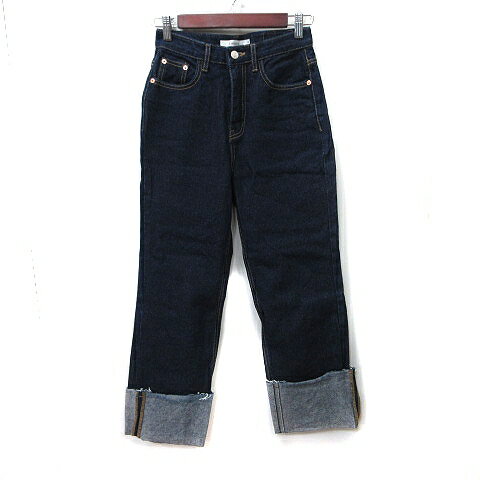 【中古】ローレン LAULEN ワイドパンツ デニム S 紺 ネイビー /YI レディース 【ベクトル 古着】 250305