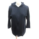 【中古】ヒューマンウーマン HUMAN WOMAN パーカー ジップアップ ニット 麻 リネン 九分袖 M 紺 ネイビー /AU レディース 【ベクトル 古着】...