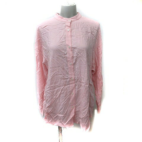 【中古】N.Natural Beauty Basic N.ナチュラルビューティーベーシック シャツワンピース ミニ バンドカラー 長袖 麻混 リネン混 M ピンク /YI レディース 【ベクトル 古着】 250311