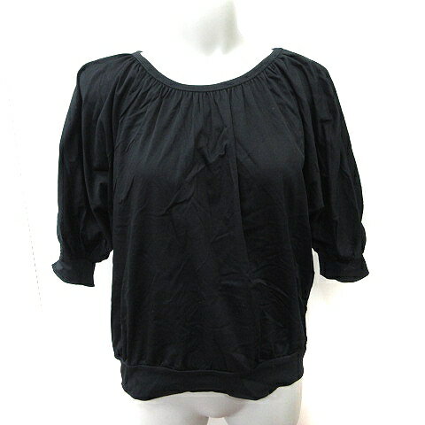【中古】ミッシェルクラン MICHEL KLEIN カットソー 七分袖 36 S 黒 ブラック /YI レディース 【ベクトル 古着】 250313(4)