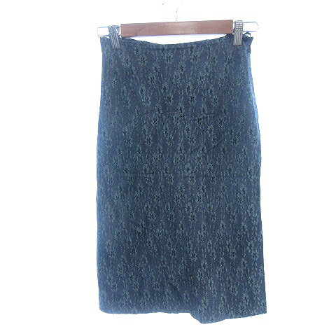 【中古】アンクライン ANNE KLEIN II タイトスカート ミモレ ロング 花柄 ナイロン 9 M 紺 ネイビー /AU レディース 【ベクトル 古着】 250324