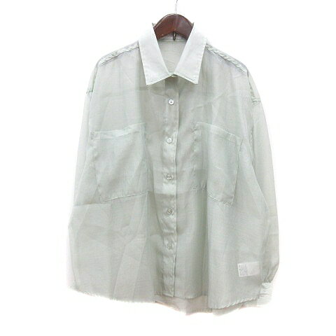 【中古】アンドクチュール And Couture シャツ 長袖 シアー 38 M 黄緑 ライトグリーン /MN レディース 【ベクトル 古着】 250319
