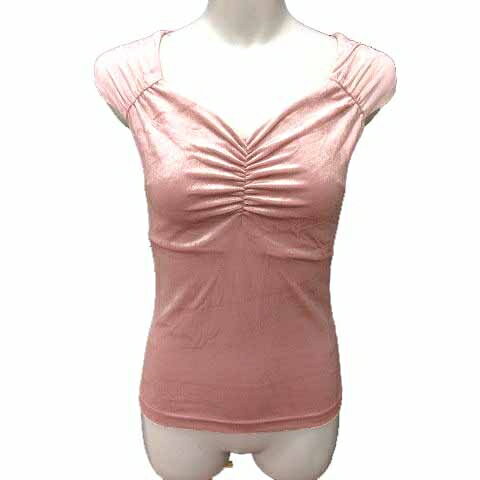 【中古】未使用品 ストロベリーフィールズ STRAWBERRY-FIELDS ニット カットソー ベロア フレンチスリーブ 2 M ピンク /YK レディース 【ベクトル 古着】 250323