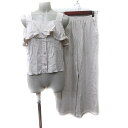 【中古】リエンダ rienda セットアップ 上下 シャツ ブラウス ノースリーブ ワイドパンツ 麻混 リネン混 F 白 オフホワイト /YI レディース 【ベ...